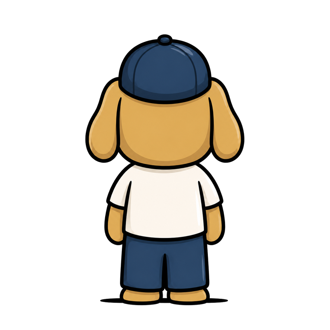 Cartoon dog mascot, back view